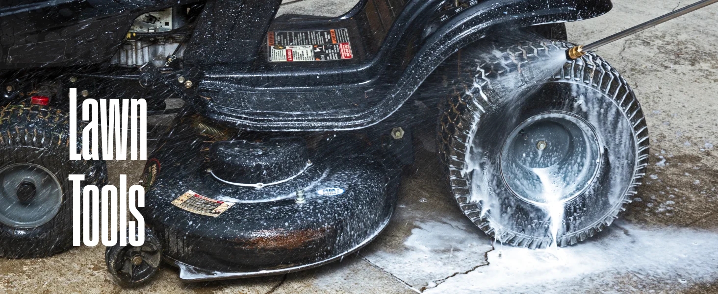 ePX3100 spraying a lawn mower with soap.